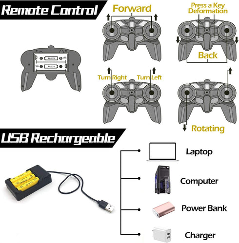 AMENON Remote Control Transform Car Robot Boys Toys with Lights, 2.4Ghz 1:18 Rechargeable 360° Rotating Race Car