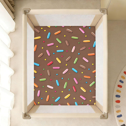 CZXW 52" 28" Colorful Sprinkles Chocolate Crib Sheets Fitted x Natural Cotton Soft & Breathable for Baby Crib Mattress