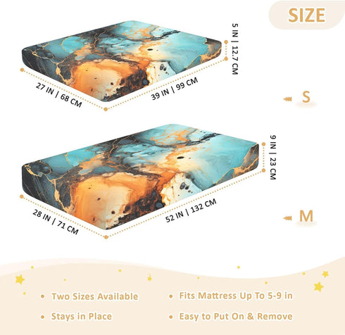 Bseiialft 52 28 Cyan Orange Marble Crib Sheets for Boys Girls Soft and Breathable Cotton Baby Sheets for Standard Crib
