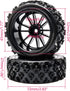 JIUWU 4pcs RC 1:10 Rubber Tires - Car Crossing Wheels Rims Hex 12MM, Black