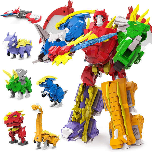 Wenbeier Robot Dinosaur Toy 6-in-1 Transforming Robot Toys Take Apart Toys Including