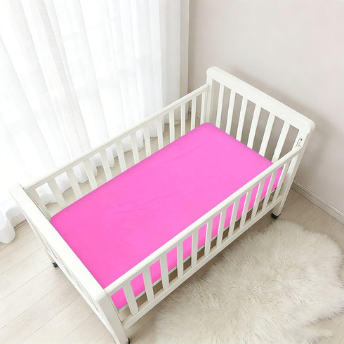 Fashion Pink Crib Sheets for Unisex Baby, Fitted Crib Mattress Cover for Standard Crib and Toddler Mattress, Stretchy