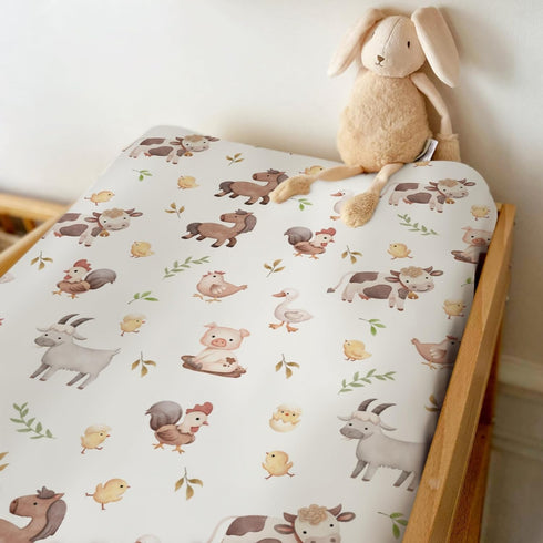 Country 32''16'' Cute Farm Animals Baby Changing Pad Covers for Boy Girl Rooster Horse Goat Duck Pig Fitted Changing