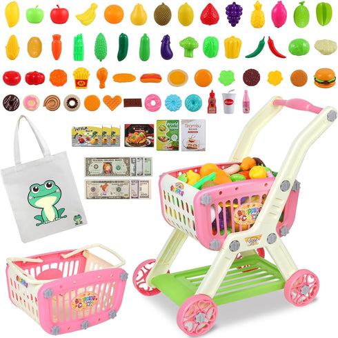 Ming You Kids Shopping Cart - 2 in 1 Toy Shopping Cart with Play