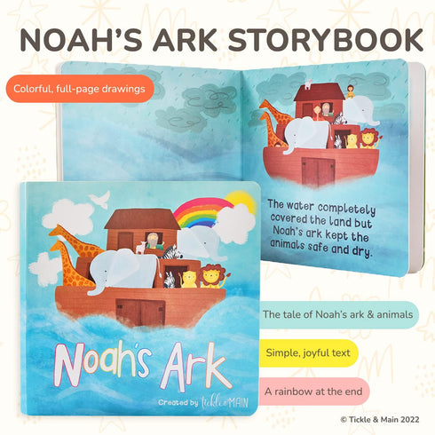Set 0-12 5-Piece, 3 Set Tickle & Main Noah's Ark Baptism Gifts for Boys Gift - Months, Multicolor - Hooded Lamb Towel