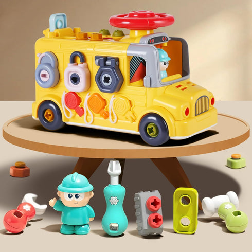 iPlay, iLearn Toddler Busy Bus Toy, Kids Take Apart School Bus W/Tools,