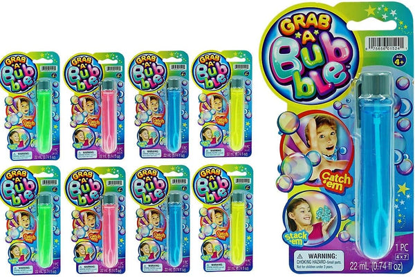JA-RU Grab a Bubble-Touchable Mini Bubbles Wand Toy - 8 Pack Assorted Colors for Outdoor Summer Fun