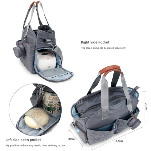 S1,S2 Breast Pump Bag - Baby Diaper Tote Bag with Laptop Sleeve and Insulation Pocket, Fit Most Breast Pumps Like