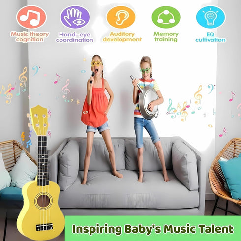 Kids Guitar Acoustic, Jakeloo 21 Inch Wooden Guitar Toy for 3-9 Year Old Boys and Girls, Musical Instrument
