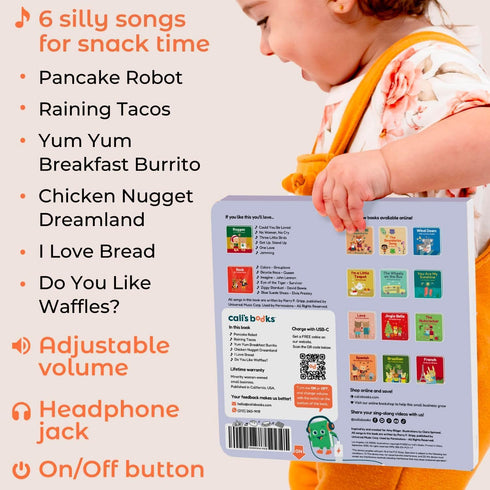1-3 Cali's Books Pancake Robot by Parry Gripp Music Book Toddlers Years Old - Food & Snack Songs Musical Book