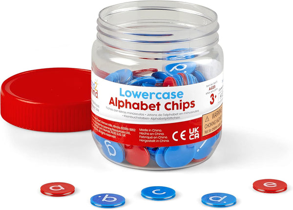 hand2mind Lowercase Alphabet Chips, Toddler Learning Letters for Spelling and Reading Tools for Kids