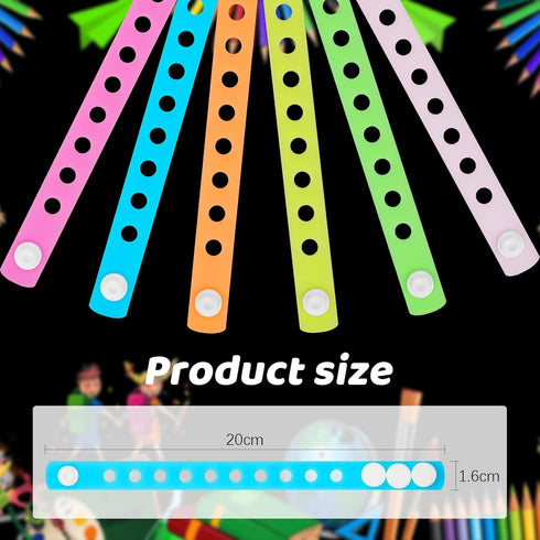 Sotiff 30 Pieces Glow in the Dark Silicone Wristbands for Kids, Adjustable Silicone Charm Bracelets in 6 Colors