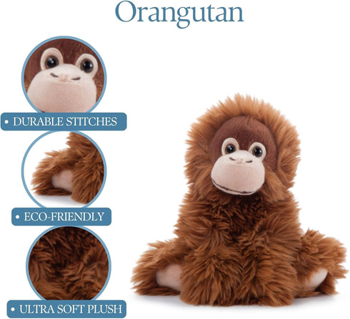 9 inches The Petting Zoo Female Orangutan Stuffed Animal Plushie, Gifts for Kids, Wild Onez Wildlife Animals, Orangutan