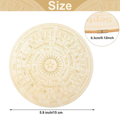 Star Pendulum Board Wooden Dowsing Board for Divination, Metaphysical Message Board for Witchcraft Supplies (5.9 Inch)