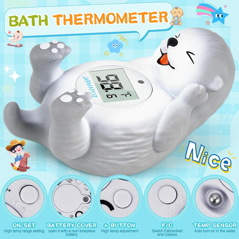 Baby Bath Thermometer for Newborn, Floating Toy for Bathtub Safety, Room Temperature Thermometer in Fahrenheit and