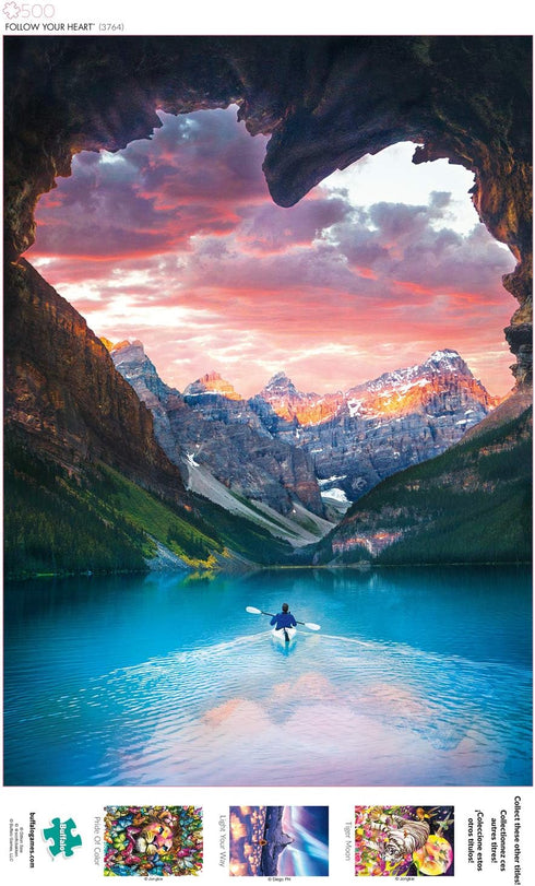 Buffalo Games - Follow Your Heart - 500 Piece Jigsaw Puzzle, Blue, Brown, Orange, Pink, 21.25"L X 15"W