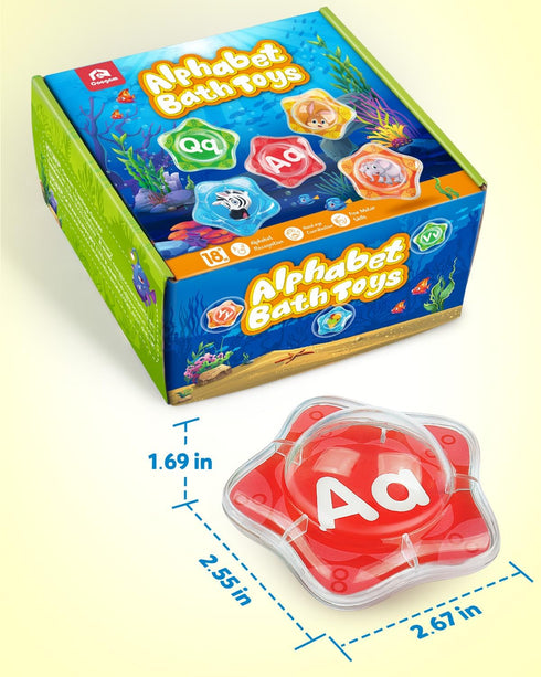 26pcs Set, Coogam Starfish Floating Bath Toys, Bathtub Alphabet Letters Montessori Educational Water Pool Toy Learning