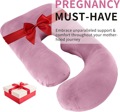 Wodsfay -65 Inch Pink-65inch) U-Shaped Pregnancy Pillow for Sleeping, Full Body Support for Back, HIPS & Belly