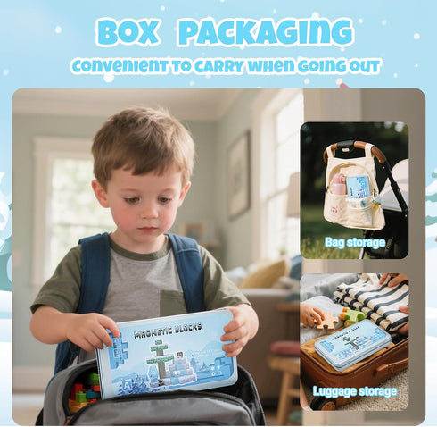 Set 3-5, 35PCS 4-8, Mini Magnetic Cubes STEM Winter for Kids Ages Educational Travel Building Toys with Magnetic Tin