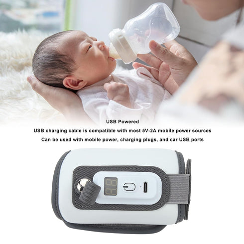 gernie 5 Settings Portable Baby Bottle Warmer, Temp LCD Dsplay Baby Milk Heat Keeper USB Powered Cordless Lightweight