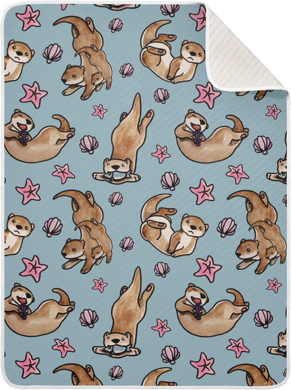 Ollabaky Otters Baby Blanket for Boys Girls Cotton Throw Blanket Swaddle Blanket for