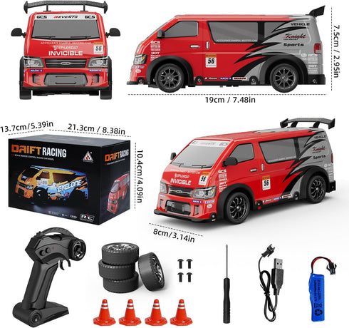 1:24 25KM/H(Peak) 4WD RC Drift Car Scale Remote Control Vehicle with Drift, JDM Drift rc Cars with LED Lights USB