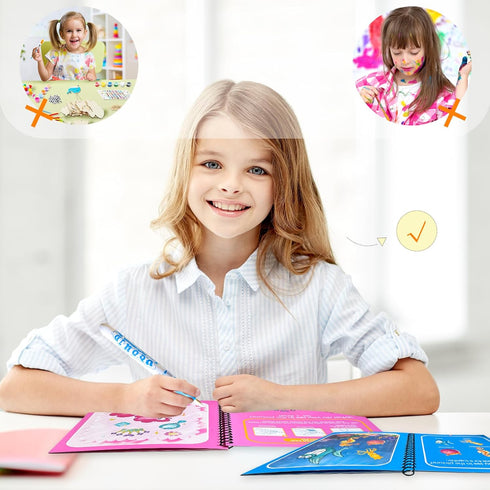 14 Pack Water Coloring Books, Reusable Water Doodle Book Toys, Educational Learning Kits Gifts for Toddlers