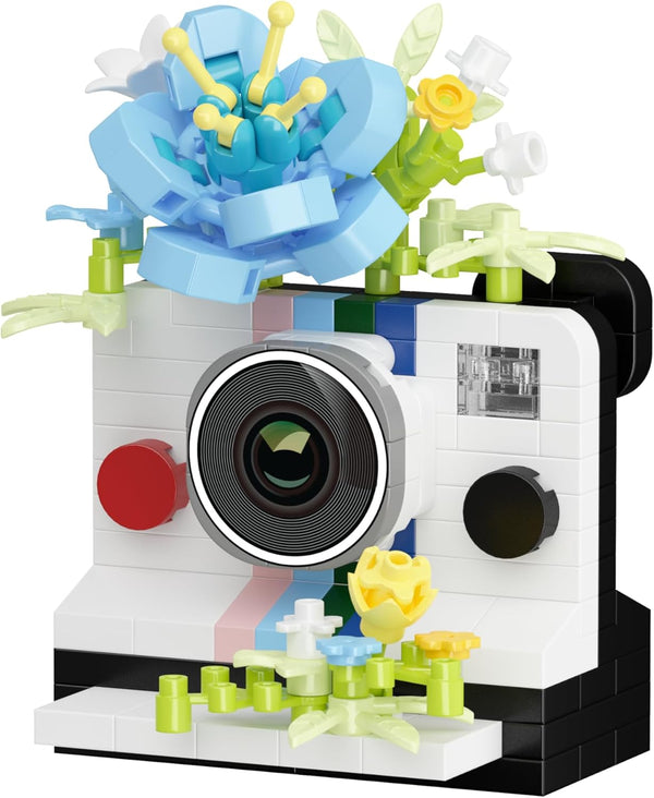 Sacblirr Ice Blue Film Cute Flower Camera Series Mini Building Toy Bricks Micro