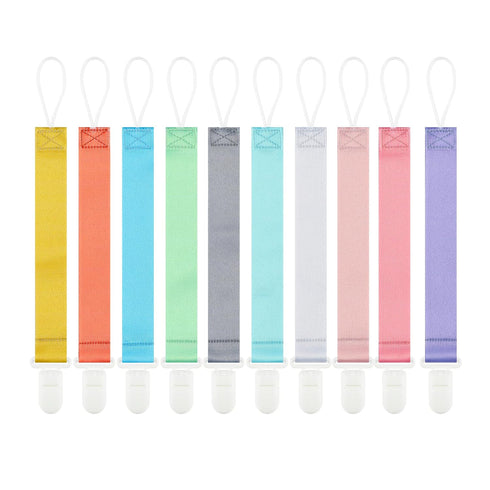 Neutral Pacifier Clips, 10 Pack Binkie Holder Clips for Boys and Girls, Fits Most Pacifiers and Toys