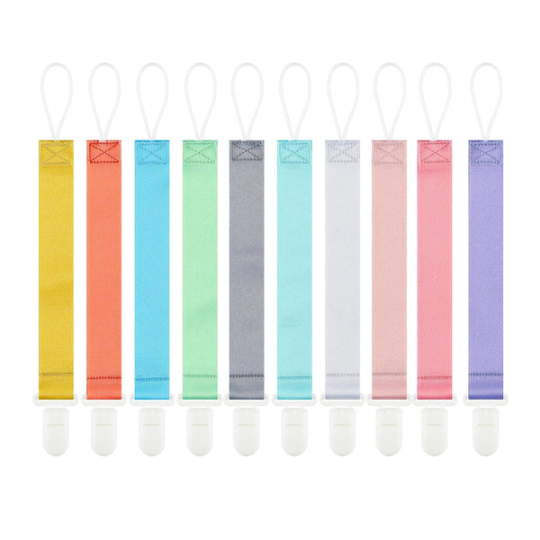 Neutral Pacifier Clips, 10 Pack Binkie Holder Clips for Boys and Girls, Fits Most Pacifiers and Toys