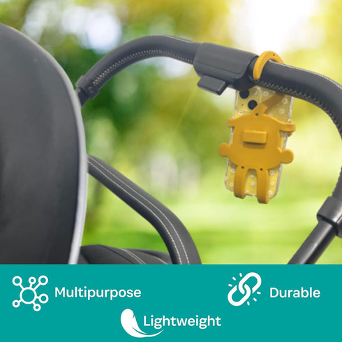Grippy Smartphone Holder by Buggygear, Perfect Mount for Cellphone, Straps to Stroller or Grocery Cart, Entertain Your