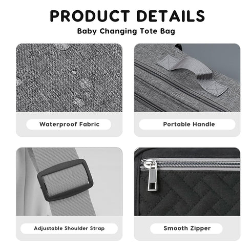 SONARIN Portable Pram Buggy Bag Organiser with Changing Pad,Multifunctional Waterproof Baby Changing Tote Bag Stroller