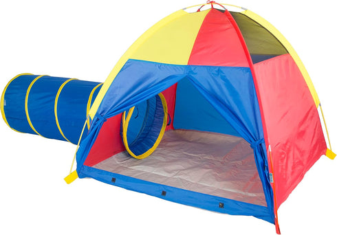Pacific Play Tents 20414 Kids Hide-Me Dome Tent and Crawl Tunnel Combo, Large, Red/Yellow/Blue