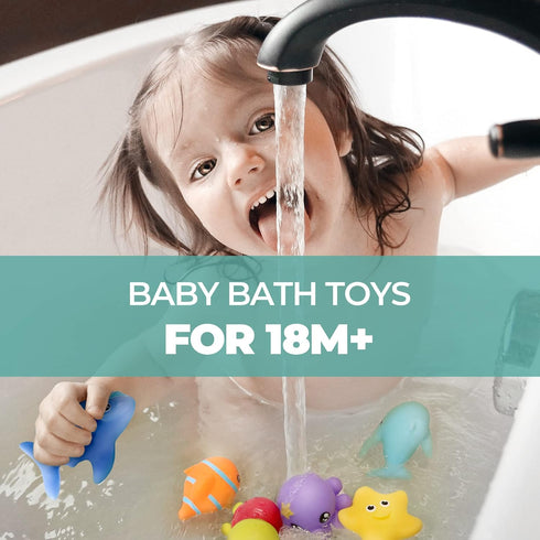 Hely Cancy Infant Bath Toys for 18 Months - No Hole Animal Bathtub Toys for Baby Bath Tub