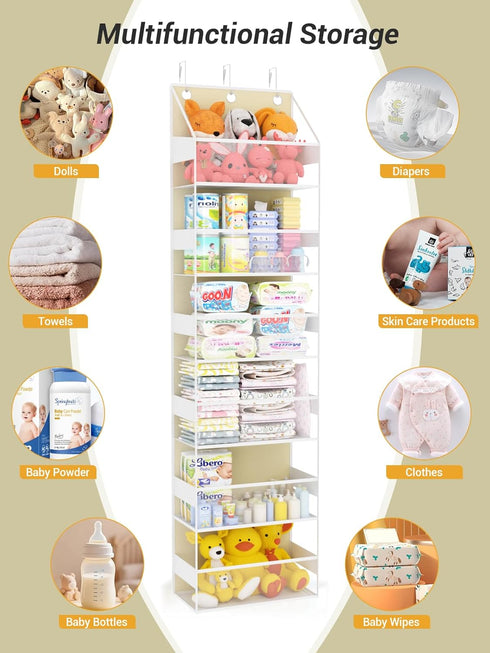 6 1 Pack, Over Door Hanging Organizer with Shelves, Stuffed Animal Storage - Behind Door Storage for Plush/Bedroom