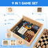 GSE Games & Sports Expert Wooden 9-in-1 Game Combo Set - Chess, Checkers, Backgammon, and More