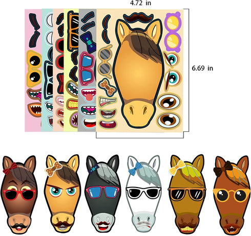 OuMuaMua 30pcs Kids Birthday Party Favors Stickers - Make Your Own Horse Stickers for Party Game Activities