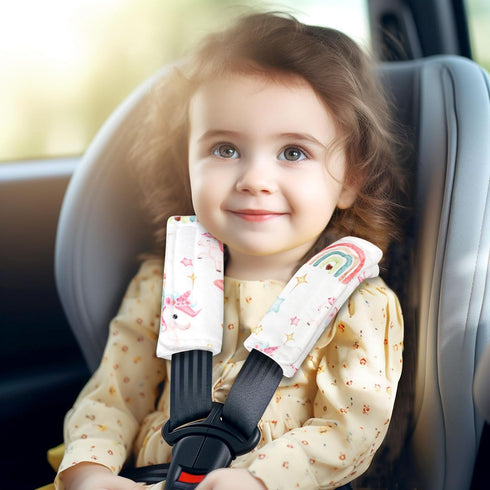 Unicorn Baby Car Seat Strap Covers & Nursing Pillow Cover - Soft Organic Knit
