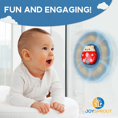 Spinner Toys for Babies, 4pcs Baby Spinners with Suction Cups for Interactive Stimulation and Sensory Development, Window Spinners for Toddlers 1-3 for High Chair Toys and Bath Time