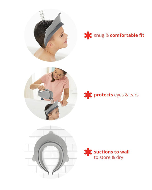 Skip Hop Baby Shower Cap, Moby Bath Visor, Grey