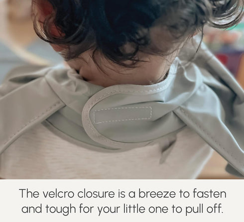SMOOCH Extra Coverage Baby Bibs for Boys & Girls - Waterproof Fabric Bib, Fits Ages 6-24 Months (Taupe)