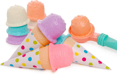 Ice Cream Shop Playset, Pretend Play Ice Cream and Cones, Dessert Play Set for Kids, Play Kitchen Accessories