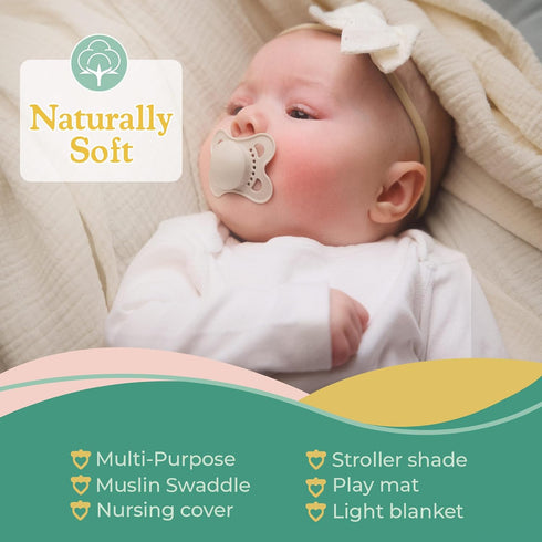 Muslin Swaddle Blanket Soft Cotton Muslin Baby Blanket for Newborns, Infants, and Toddlers, All-Season Comfort Baby
