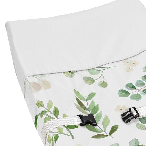 Sweet Jojo Designs Floral Leaf Girl Baby Nursery Changing Pad Cover - Green and White Boho Watercolor Botanical
