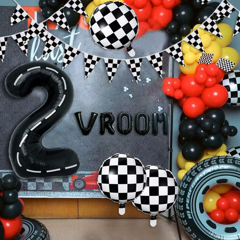 134pcs Balloons Race Car Birthday Party Supplies - Racing Car Theme Decorations, Happy Birthday Racecar Number Balloons