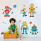 Yovkky Robots Educational Wall Decals Stickers for Baby Boys Room, Clockwork Wrench Toddler Nursery Playroom Decor