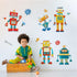 Yovkky Robots Educational Wall Decals Stickers for Baby Boys Room, Clockwork Wrench Toddler Nursery Playroom Decor