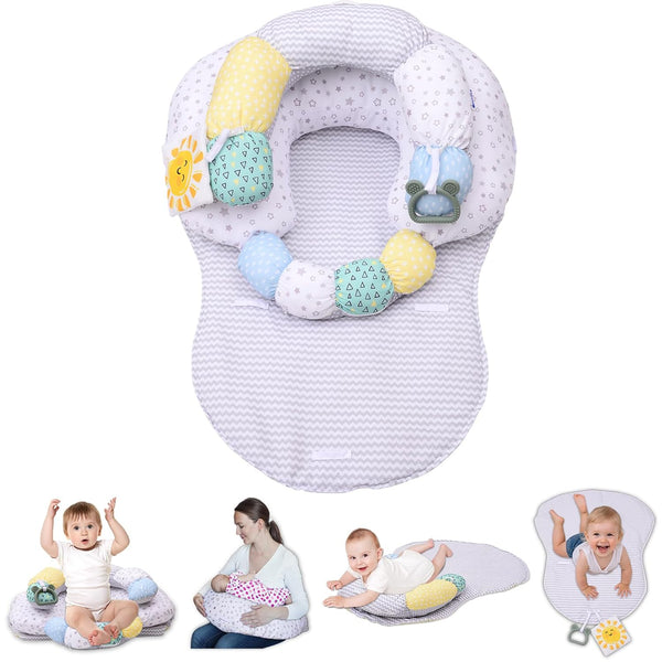 MIIMER 4-in-1 Tummy Time Baby Mat & Seated Support Cushion, Detachable Nursing
