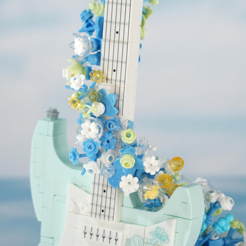 Set, 1125PCS Set, Flower Bouquet Guitar Building Blocks Music Instruments Guitar Bricks Gifts for Adults and Kids