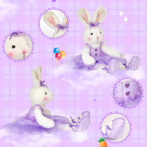 20 WEWILL Ballerina Bunny Stuffed Animal Ballet Rabbit Doll Adorable Soft Long Legs Plush Toys Girls Gift on Easter